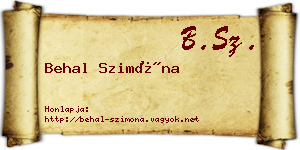 Behal Szimóna névjegykártya